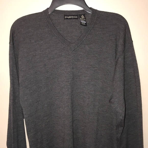 Like new, Dark Grey 💯% Wool v neck sweater - Picture 2 of 7